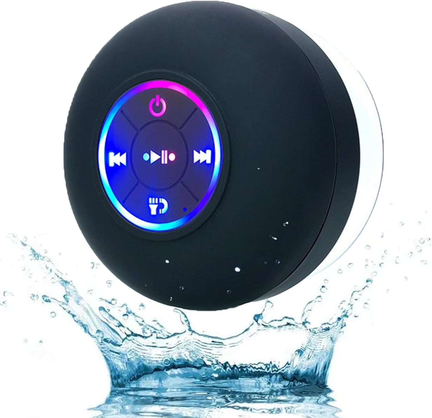  Mini Bluetooth Shower Speaker with LED Light – Waterproof, Portable, and Suction Cup Mount